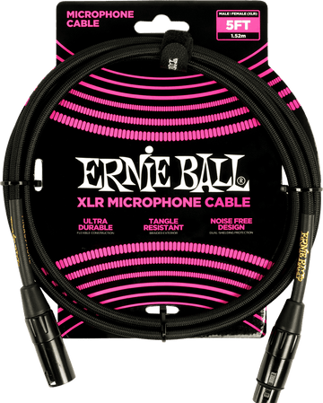 MICROPHONE CABLES XLR MALE/XLR FEMALE 1,5M BLACK