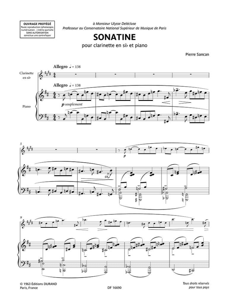 Sancan Pierre - Sonatine - Clarinette et Piano