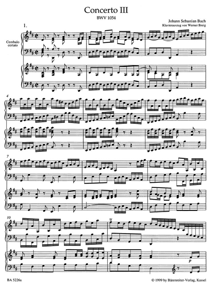 Bach J.S. - Concerto N°3 BWV 154 En Re Majeur Pour Clavecin et Cordes - Clavecin