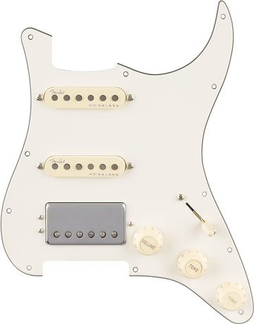Pre-Wired Strat Pickguard Quadra Tap/Ultra Noiseless HSS Parchment 11 Hole PG